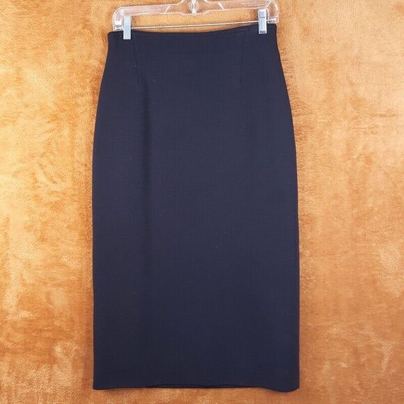 ESCADA Womens Skirt Size 38 Black Midi Pencil Fitted 100% Wool Designer - Picture 1 of 7